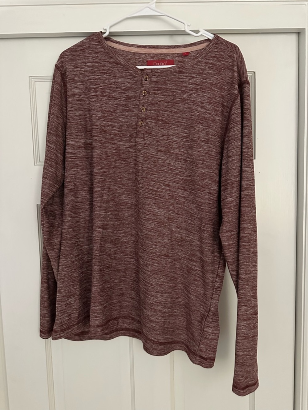 Bruno Men's Long Sleeve Henley Shirt - Maroon